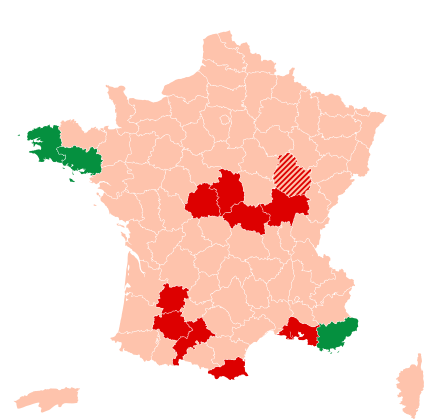 Candidats arrivés en deuxième position dans chaque département.