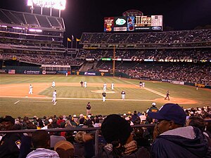 Oakland-Alameda County Coliseum during a baseball game