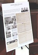 Display of newspaper clippings of the capture of John Dillinger and his gang in the old lobby of the Congress Hotel.