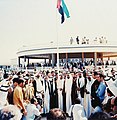 Image 15Historic photo depicting the first hoisting of the United Arab Emirates flag by the rulers of the emirates at The Union House, Dubai on 2 December 1971. (from History of the United Arab Emirates)