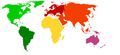 Image:BlankMap-World-Continents-Coloured.PNG World with continents marked, no country borders, contintents colour-coded. Excludes Antarctica.