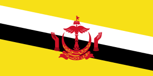 Flag of Brunei (1956). In Southeast Asia yellow is the color of royalty. it is the color of the Sultan of Brunei, and also appears on the flag of Thailand and of Malaysia.