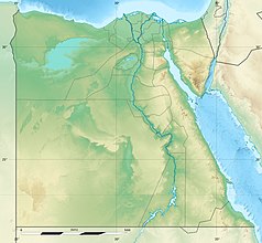 Mapa konturowa Egiptu, u góry nieco na lewo znajduje się punkt z opisem „miejsce bitwy”
