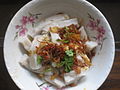 Hsan ta hpo (rice tofu) salad from the Shan States is as popular as the yellow Burmese tofu salad.