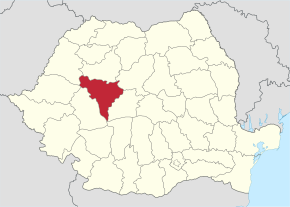 Harta României cu județul Alba indicat