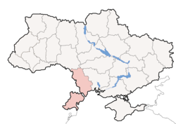 Карта на Украина, Одеската област е означена со црвено