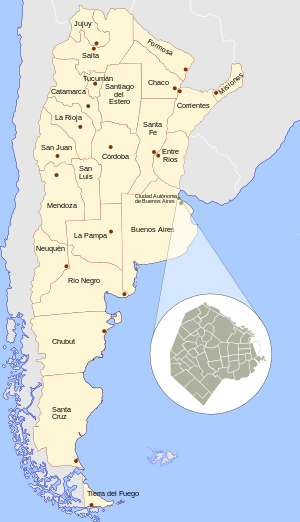 Розташування Буенос-Айреса на мапі Аргентини