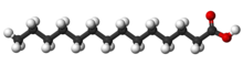 Ball-and-stick model of myristic acid