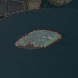 Aerial image of an island.