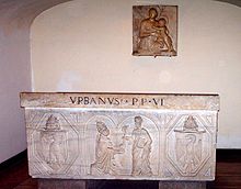A photo of the sarcophagus of Pope Urban VI