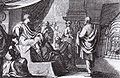 Vitruvio presentando De architectura a Augusto, gravado de 1654.