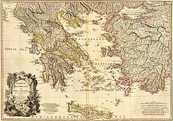 Map of Greece, drawn in 1791 by William Faden, at the scale of 1,350,000