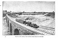 An illustration of the falls and Stone Arch Bridge from the 1893 book The Official Northern Pacific Railroad Guide