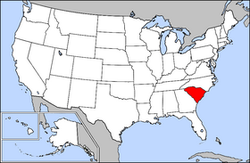 Harta Statelor Unite cu statul South Carolina indicat