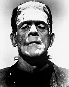 Boris Karloff trong bộ phim Frankenstein năm 1931 của James Whale, dựa trên cuốn tiểu thuyết năm 1818 của Mary Shelley. Con quái vật được tạo ra bởi một thí nghiệm sinh học không chính thống.