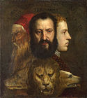 Allegory of Prudence, Titian, his son and the cousin he had virtually adopted, as Past, Present and Future. National Gallery, London, late 1560s.