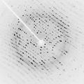 Image 5Image of X-ray diffraction pattern from a protein crystal. (from Condensed matter physics)