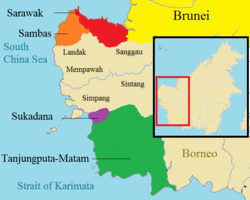 Kesultanan Melayu Sarawak: історичні кордони на карті