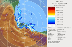 IRIMO[46] radar animation of lake effect snow in southern coast of Caspian Sea in the north of Iran