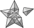 Vikipedi'deki incelenen kaliteli madde adaylarını sembolize eden bir köşesi eksik yıldız