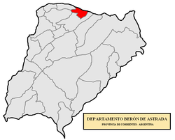 location of Berón de Astrada Department in Corrientes Province