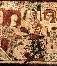 Rabbits are in a range of cultures identified with the Moon, from China to the Indigenous peoples of the Americas, as with the rabbit (on the left) of the Maya moon goddess (6th–9th century).