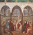教皇ホノリウス3世に説く聖フランチェスコ[注釈 4]（ジョットによる壁画、アッシジ、1305年頃）