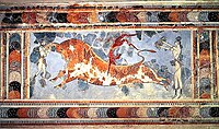 Фреска «Акробати грають з биком» або «Таврокатапсія», Археологічний музей Іракліону