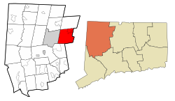 New Hartford's location within Litchfield County and Connecticut