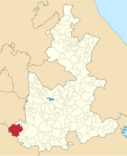 Location of the municipality in Puebla