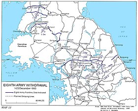 Bản đồ rút lui của Tập đoàn quân số 8, ngày 1–23 tháng 11 năm 1950