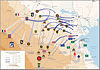 걸프 전쟁 당시 다국적군의 이동경로를 나타낸 지도