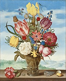 Ambrosius Bosschaert, Bouquet of Flowers on a Ledge, 1619