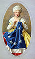 Зображення Бетсі Росс, яка шиє свій однойменний прапор.