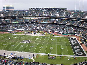 Oakland-Alameda County Coliseum before a football game