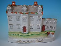 Staffordshire 'Stanfield Hall' figure, key location in famously popular murder case. Circa 1860.