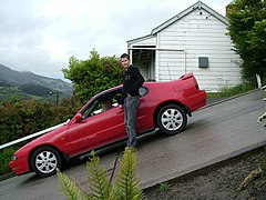 A car parked on Baldwin Street, Dunedin, New Zealand