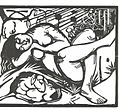 Spící pastýřka, dřevoryt, 19,8×24,1 cm