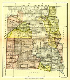 North Dakota and South Dakota map 1 (of 3) from Indian Land Cessions in the United States (1898)