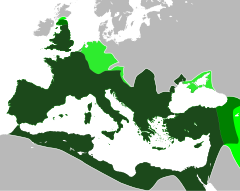 Romerska riket som störst 117 e.Kr., under Trajanus.