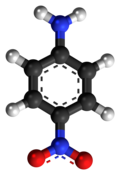 Ball-and-stick model of the p-nitroaniline molecule