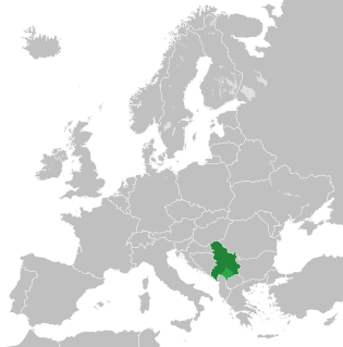 Map of FR Yugoslavia (green) in 2003, while Kosovo in light green