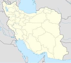 Mapa konturowa Iranu, po lewej nieco u góry znajduje się punkt z opisem „Harsin”