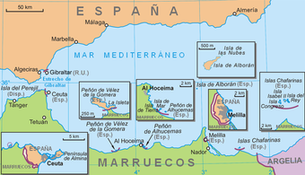ปลาซัสเดโซเบรานิอา รวมทั้งเซวตา, เมลียา และเกาะอัลโบรัน