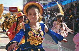 Kids dancing Morenada in the 2005 Carnaval de Oruro