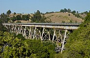 View of the Muir Trestle, a.k.a. Alhambra Trestle, a steel trestle with plate girder spans and double-bent steel towers