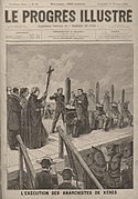 Ejecución en Jerez de siete anarquistas acusados de pertenecer a La Mano Negra, 1884 (ilustración de una revista francesa de 1892).