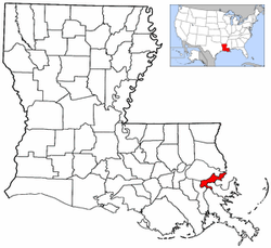 A város elhelyezkedése Louisiana államon belül