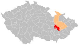 Poloha okresu Prostějov v Česku (klikacia mapa)