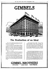 Advertisement celebrating the grand opening of Gimbels' flagship store, 1910